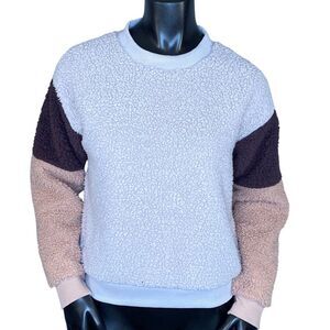 American Eagle Outfitters Color Block Crewneck Fleece Top Sweater Size XS
